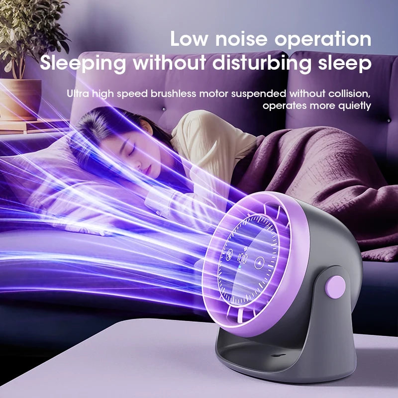 Touch Screen Mini Desk Fan — 100-Speed Adjustable with Digital Display
