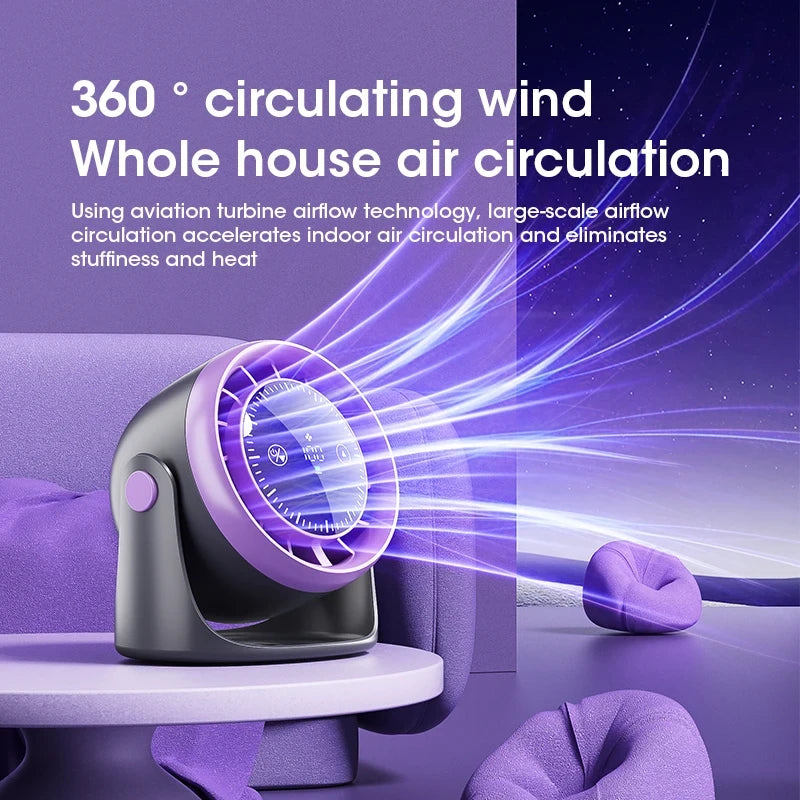 Touch Screen Mini Desk Fan — 100-Speed Adjustable with Digital Display