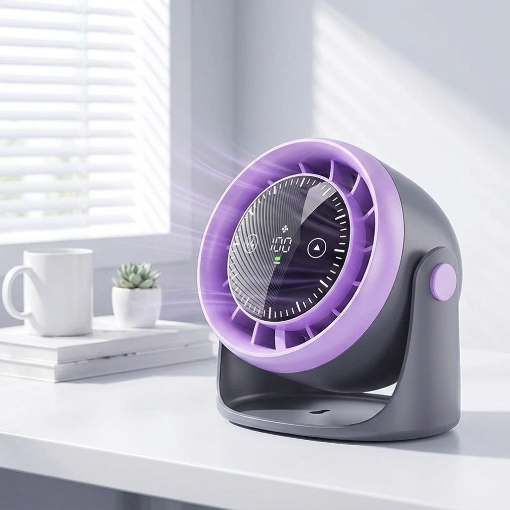 Touch Screen Mini Desk Fan — 100-Speed Adjustable with Digital Display