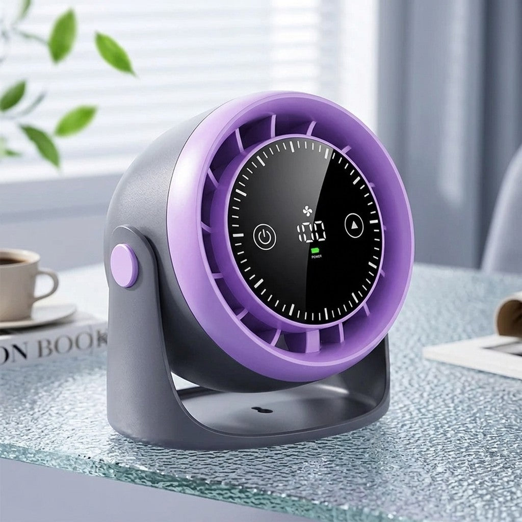 Touch Screen Mini Desk Fan — 100-Speed Adjustable with Digital Display